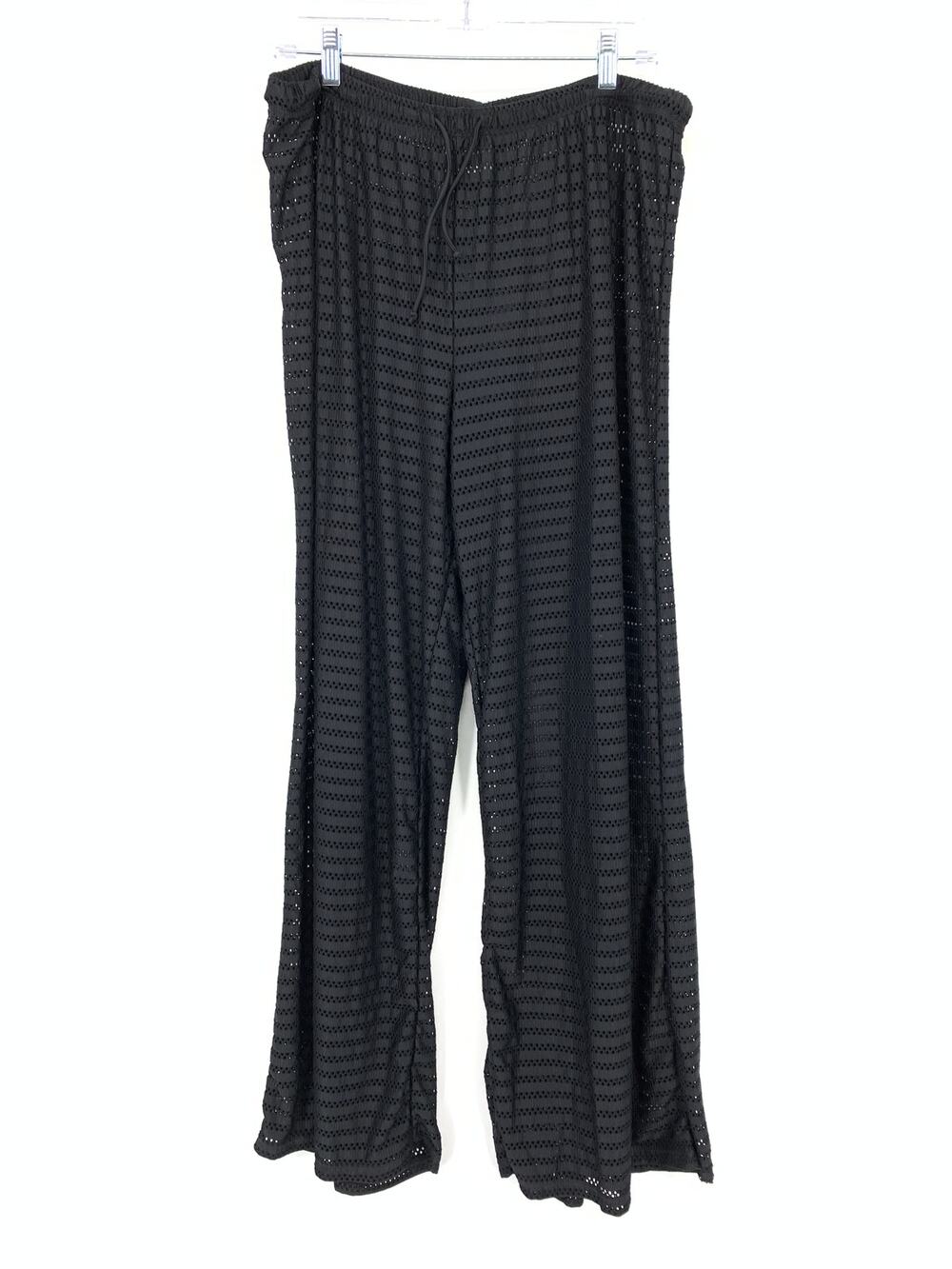 Hurley Swim Coverup Pants Womens XL Black Semi Sheer Hollow Out Design Wide Leg